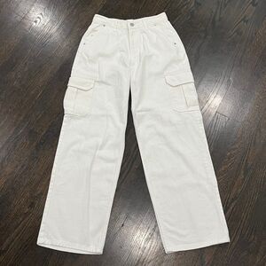 The Frankie Shop Wide Leg Cargo Jeans Women’s Medium White Baggy Cotton 27x30